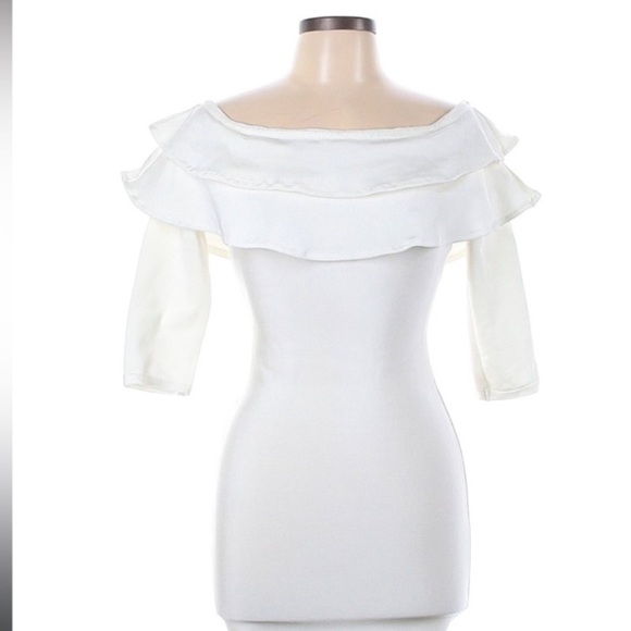 Wow Couture White Off-Shoulder Bodycon Dress Small - Picture 2 of 9